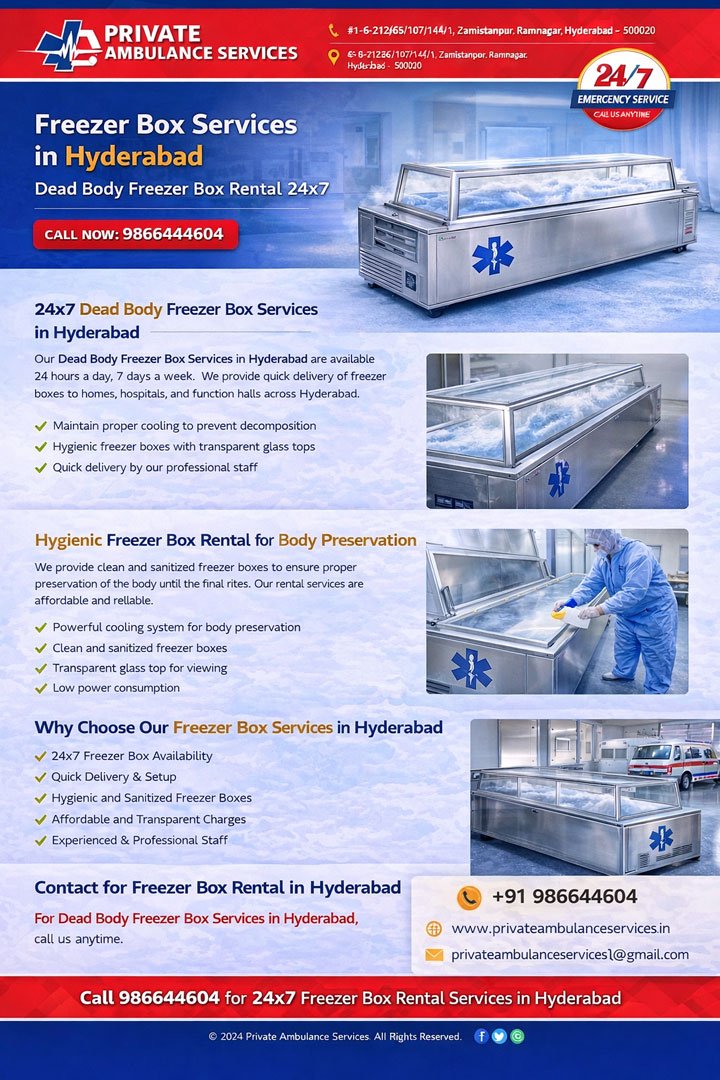 Freezer Box Services in Hyderabad | Dead Body Freezer Box Rental 24x7